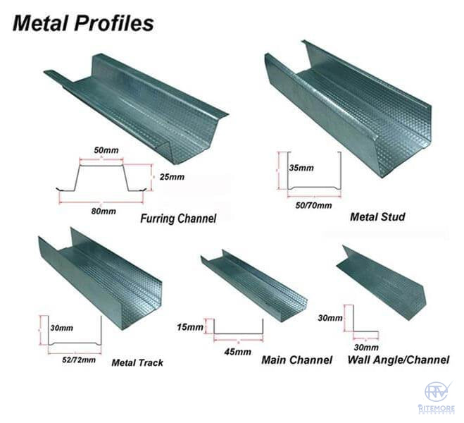 CEILING METAL FRAMES-Metal Tracks-RITEMORE-Carrying Channel 5 Meters-0.60mm-RITEMORE